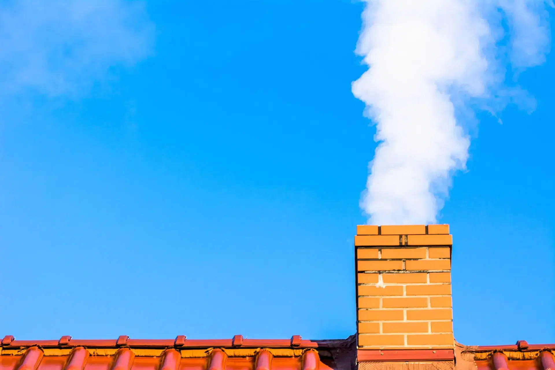 Brick chimney on a house